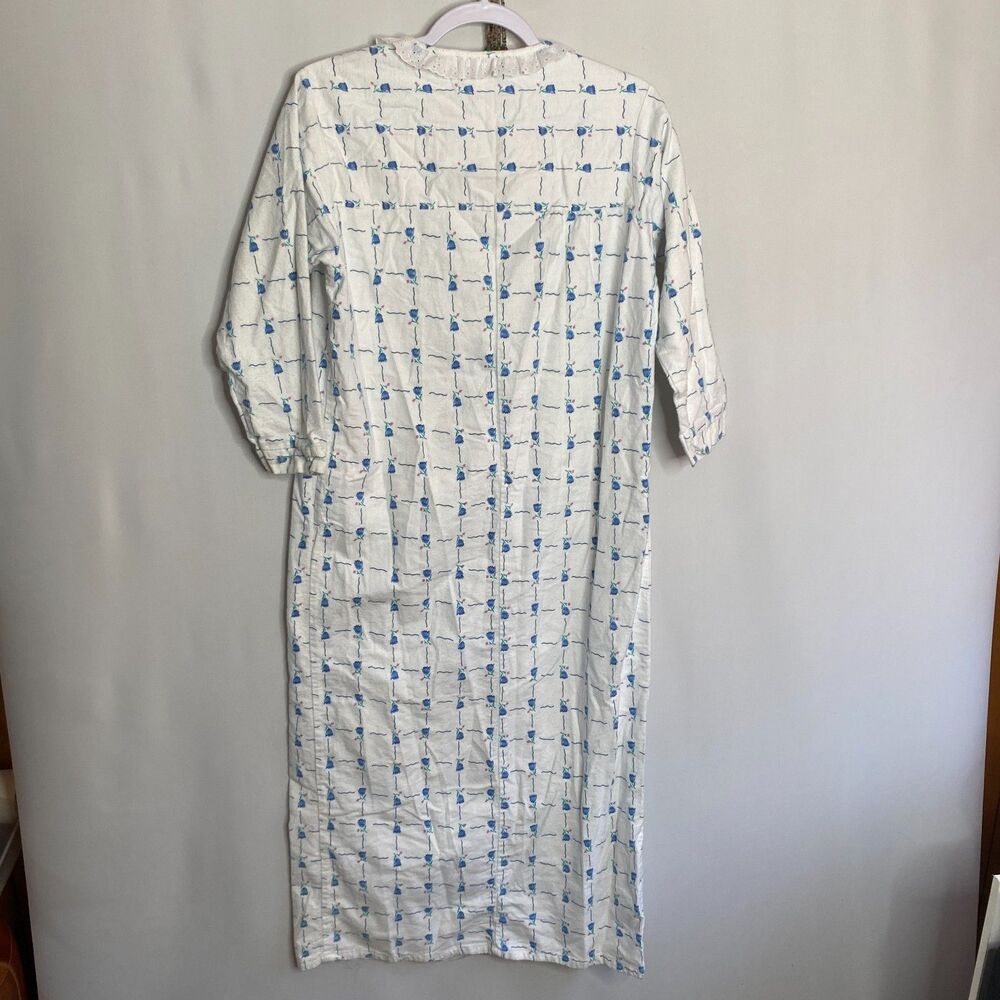 VTG Private Moments New York Cotton Flannel Night Gown Pajamas Henley Women M - Picture 2 of 10